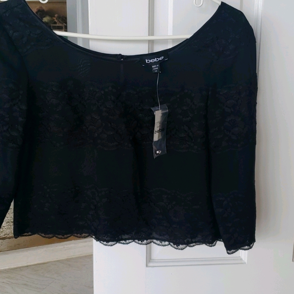 Black Bebe laced crop top